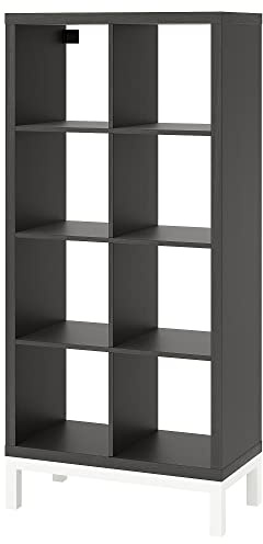 KALLAX Regal mit Untergestell, schwarz-braun/weiß, 77x164 cm