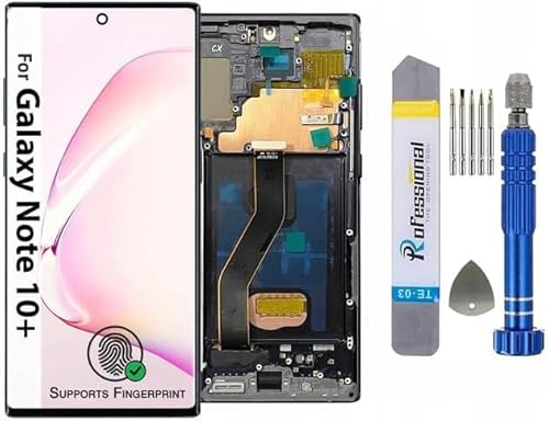It'Go OLED HD (6.7 Inch) Display für Samsung Note 10 Plus N975F mit Fingerabdruck LCD Bildschirm Ersatz Touchscreen mit Werkzeug Schwarz mit Rahmen Hohe Qualität