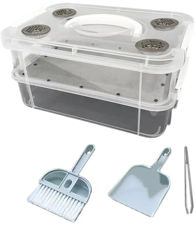 Colcolo Zuchtbox für Mehlwürmer, Insekten Terrarium, Stabiler Transparenter Terrarium-Behälter, Leicht zu Reinigen, für die Zucht Lebender Mehlwürmer, Futterbox für Maiswürmer, Feines Netz