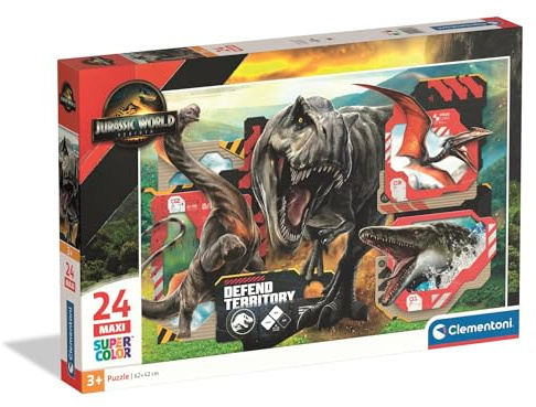 Clementoni Jurrasic World Kinder Puzzle 24 Maxi Teile | Jurassic World Puzzle 62 x 42 cm für Kinder ab 3 Jahre - Puzzle von Clementoni 24835