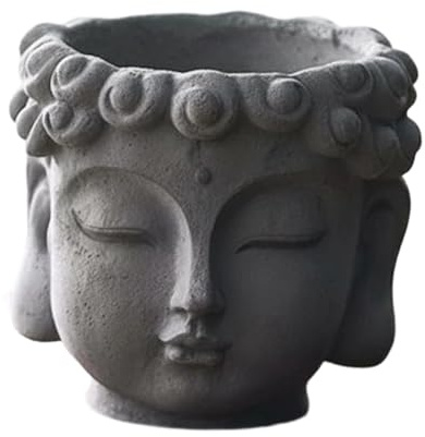 Ioensy Portavaso a Forma di Testa di Buddha, Contenitore per Esterni, Ufficio, Casa E Scrivania.