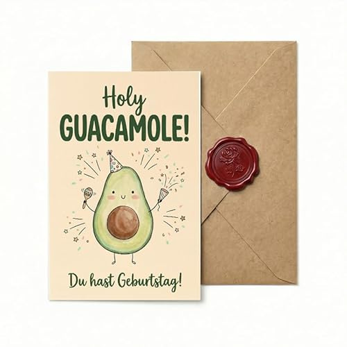 Sinnblatt Geburtstagskarte – Avocado, 12 x 18 cm | Humorvoll mit Avocado-Motiv; für Jungen und Mädchen; zum Geburtstag; 300gsm Karton mit Umschlag.