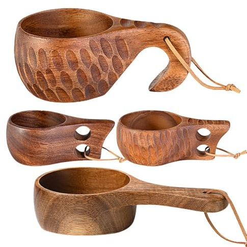 Wood Camp Mug - 350ml Portable Lightweight Wood Drinking Mug Outdoor | Camp Outdoor Camping Hiking Backpacking Travel Picnic Beach Park Garden Barbecue Patio Water Container For Coffee, Tea, Milk