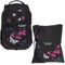 2 Teile Set ELEPHANT Schulrucksack Hero Signature Rucksack + Turnbeutel Attach Bag 12679 (Butterfly Black PINK)