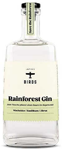 BIRDS Rainforest Gin Handmade Dry Gin mit Basilikum, Zitrus, Ingwer & Rosa Pfeffer Aus Deutschland Geschenkidee für Weltverbesserer (0,5l)