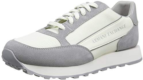 ARMANI EXCHANGE Suede Bicolor Sneakers, Scarpe da ginnastica Uomo, Off White Silver, 40 EU
