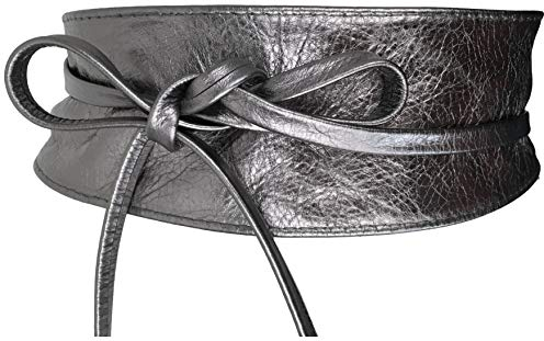 FISH IN THE SEA - Obi Gürtel - Metallic Carbon - Wickelgürtel - Taillengürtel - Bindegürtel - Echtleder - Damen …