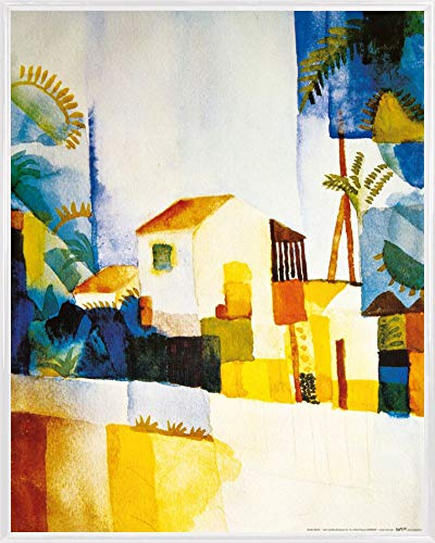 1art1 August Macke Poster Kunstdruck Bild und Kunststoff-Rahmen - Das Helle Haus, 1914 (50 x 40cm)
