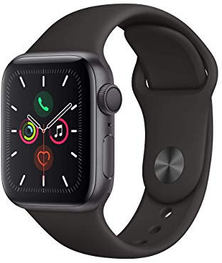Apple Watch Series 5 (GPS, 40 mm) Boîtier en Aluminium Gris Sidéral - Bracelet Sport Noir (Reconditionné)