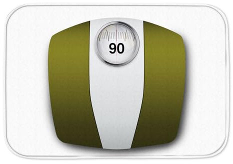 Wunschgewicht 90 kg Badematte mit olivgrüner Waage Motiv Gewicht Diät Abnehmen