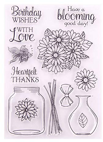 arriettycraft Gummistempel mit Aufschrift Have a Blooming Day, zum Selbermachen von Blumen, Blättern, Vasen, transparent, für Kartengestaltung, Dekoration und Bastelarbeiten-A1668
