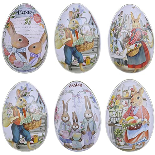 TOYANDONA 6 Stücke Ostereier Osterdeko Eier zum Befüllen Ostern Geschenkbox Metall Geschenkdose Keksdose Metalldose Blechdose Schmuckdose Süßigkeiten Dose Schachtel für Kinder Geschenke