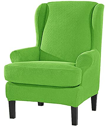 Jacquard Sesselbezug, Sessel-Überwürfe Ohrensessel Überzug Bezug Sesselhusse Sessel Sesselbezug, Elastisch Stretch Husse für Ohrensessel (Gras-Grün)