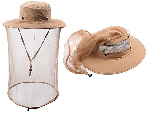 ZffXH Chapeau de moucheron avec voile pour homme et femme, kaki, L