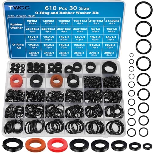 ZDBB 7 Größe Wasserschlauch Dichtung und 20 Größe O-Ring-Sortiment Kit 610 Stück Nitril Unterlegscheiben Set für Sanitär Wasserhahn Schlauch Dusche Kopf Druck Waschmaschine Dichtung Reparatur