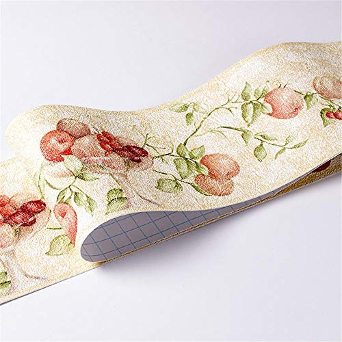 GouieRylin Bordure Frise papier peint Fruits verts Décoration murale amovible Frise Murale Bordure de Tableau d'Affichage Découpée Autocollant imperméable en PVC Plinthe 10.6cm X 500CM
