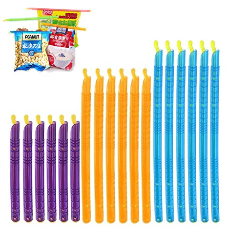 Food Bag Sealing Clips Storage Bags Seal Clamp Reusable Bag Sealer Sticks 18 Pcs Plastic Durable Bag Sealer Sticks, Moisture Proof, For Kitchen Home Office Travel Camping Storing Food, Snacks, Oatmeal