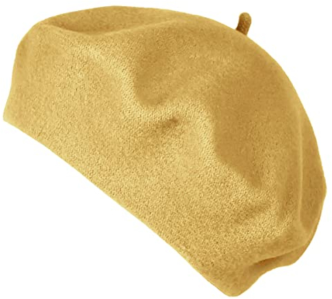 Van Der Rich ® - Französische Klassische Baskenmütze Barett - Damen (Senffarbe, One Size)
