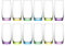 Highball Tumbler Drinking Glasses with Coloured Base Design - 240ml Capacity - Set of 12 Glasses