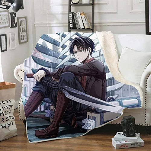 YuZong On Titan Levi·Ackerman Anime 3D-Digitaldruck Flanell Ultraweiche Micro-Fleece-Decke Pflegeleicht, 60x80inch(150x200cm)