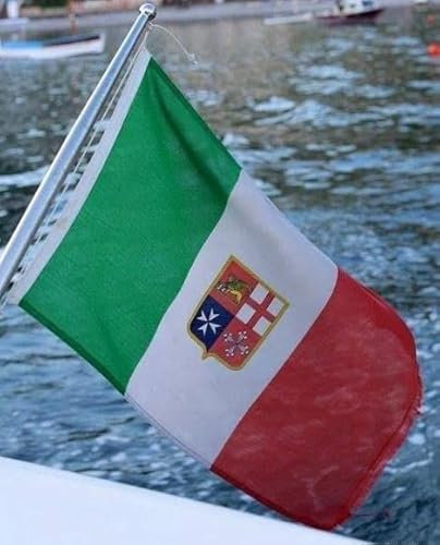 Bandiera Italia Marina Mercantile barca gommone nautica vela 20 x 30 cm
