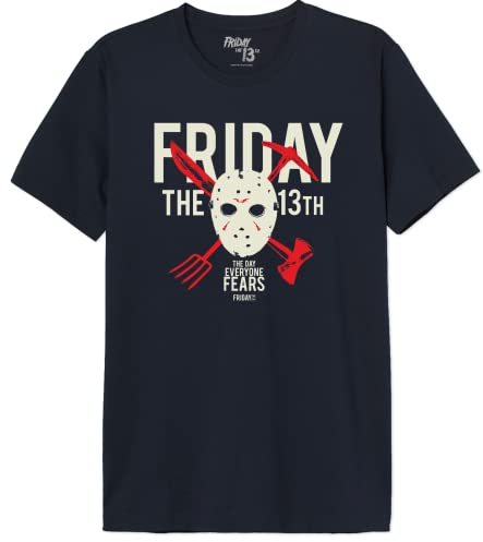 Friday the 13th Herren Uxfridmts002 T-Shirt, Marineblau, L