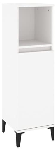 vidaXL Badschrank, Schrank für Badezimmer, Badezimmerschrank mit viel Stauraum, Hochschrank Badezimmer Schrank Metallfüße, Weiß Holzwerkstoff