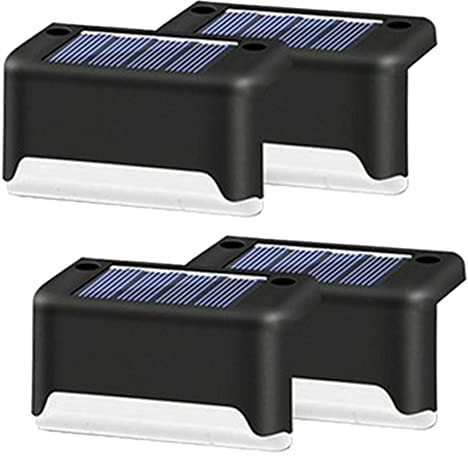 MOKEKA 4 Pezzi Luci Solari da Esterno LED, Impermeabili, per Scale, Lampade Solari Decorative ed Energetiche per Illuminazione (4 Pezzi, Luce Fredda/6500K)