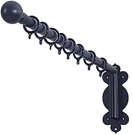 Swing Arm Window Curtain Rod, Door Curtain Rail Swing Arm for Front Door, Swing Arm Curtain Rod for Side Panels Window Curtain Display Stand Drapery Arm Front Door Curtain Rail (Color : With hooks,