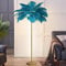 YQGOO Federlampe Stehlampe Wohnzimmer, Feder Stehlampe Gold mit 3-Farbig Dimmbarem,160cm Stehlampe Federn Moderne mit Fußschalter, Kreative Studie Schlafzimmer Feder Lampe Stehleuchte (Blue)