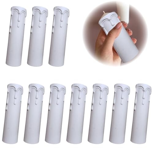 Copri Candela, Manica Candela, Candela Portalampada, Candela a Goccia Manica, Manica Candela, Goccia Portalampada Candela Maniche Antigoccia Candele in Plastica, per Lampadario Vintage, 10 Pezzi