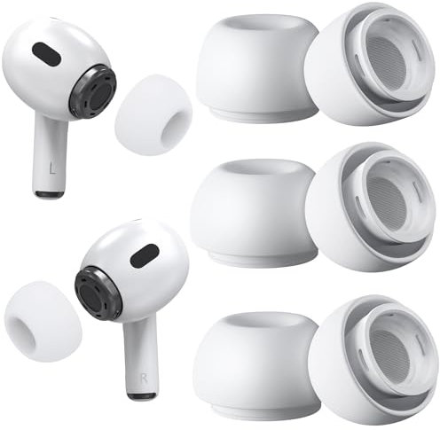 Polislime 3 paia di auricolari di ricambio per AirPods Pro di seconda e prima generazione, con kit di pulizia, foro per la riduzione del rumore e schermo antipolvere integrato, auricolari in silicone
