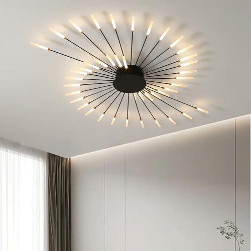 Moderne LED-Deckenleuchte,42 Köpfe dimmbar halbbündige Deckenbeleuchtung,schwarze Kronleuchter Deckenleuchten für Kinderzimmer,Schlafzimmer,Wohnzimmer,Esszimmer,Büro,3000K–6000K mit Fernbedienung