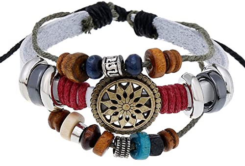 FENOHREFE Gypsy Boho Hippie geflochtenes Seil Perlen Armbänder für Frauen Mehrschichtiges Armband Handgefertigtes Perlenarmband