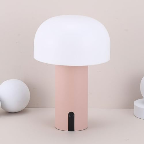 Starnearby LED Akku Outdoor Tischlampe Kabellos Pilz Lampe, Touch Dimmbare Akku Tischleuchte Outdoor Warmweiß, Tragbare IP44 Wasserdicht Outdoor Lampe für Außen Tisch Garten Camping (Rosa)