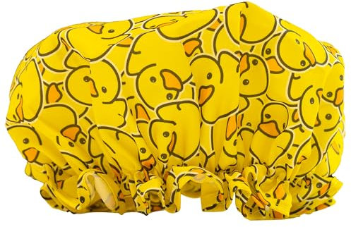 SMUG Shower Cap | Waterproof Shower Cap with Elastic Lining | Three Prints Available | Showers, Cooking, Spa Salon, Sleeping, Makeup | Shower Caps For Women UK Long Hair Short Hair | Duck