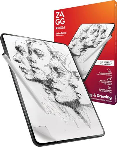 ZAGG Proteggi Schermo InvisibleShield Fusion Canvas per iPad Air (M2) da 13 Pollici, Superficie Opaca, Antiurto, Resistente ai Graffi, Protezione dagli Urti, Riduzione dell'abbagliamento, Trasparente