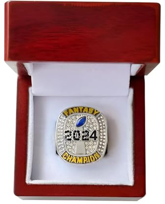 MCBEAN 2024 Fantasy Football Championship Ring mit Geschenkboxen Rugby FFL League Champion Ringe Souvenir Geschenke für Fan Freunde Büroschränke Ornamente