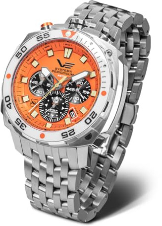 Vostok Europe Herrenuhr Systema Periodicum Neon Chronograph mit Metallarmband 650A723-B