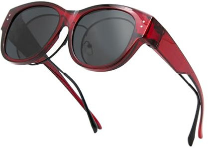 LJCZKA Überzieh Sonnenbrille Polarisiert Groß für Damen und Herren, Überbrille für Brillenträger Polarisiert Groß Rund Brille mit UV400 Schutz