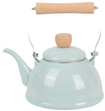 NISMIA Bollitore fischiante in Acciaio smaltato, Facile da Pulire, con Finiture in Metallo, per cucine a Gas a induzione,Verde,1.5L