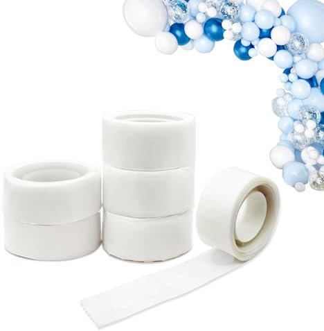 FuninCrea 600 PCS Glue Dots for Balloons, 6 Rolls Balloon Glue Dots Double Sided Sticky Dots Extra Strong Balloon Sticks Dots Clear Balloon Dots for Spots for Decorations & DIY Craft (600)