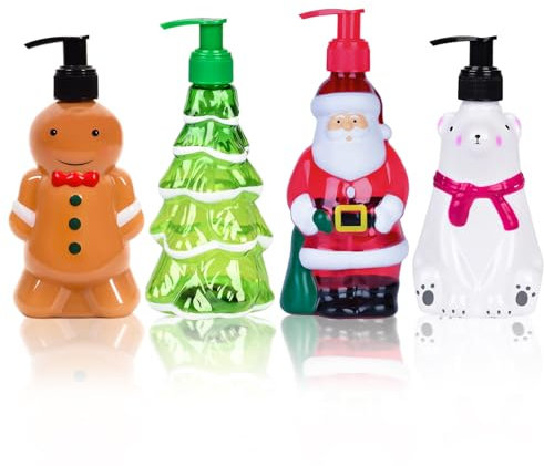 TYUOBOX Weihnachts-Dekoration, dekorativer nachfüllbarer handgepumpter Seifenspender für Küche und Bad (Biscuit Man), braun