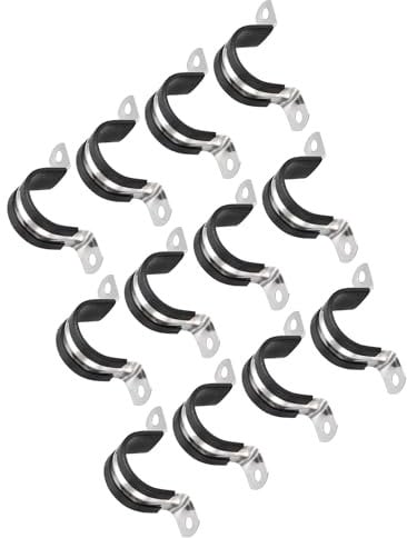 TOP-VIGOR 12 Stück 32 mm Drahtseilklemmen, 304 Edelstahl Gummi gepolsterte Gummiband, U-förmige Metallrohrklemme, Rohrhalterung