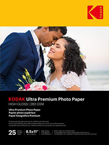 Kodak Ultra Premium Fotopapier, 8,5 x 11 cm, glänzend, 25 Stück, 33,6 kg – 280 g/m² (41177-9891173)