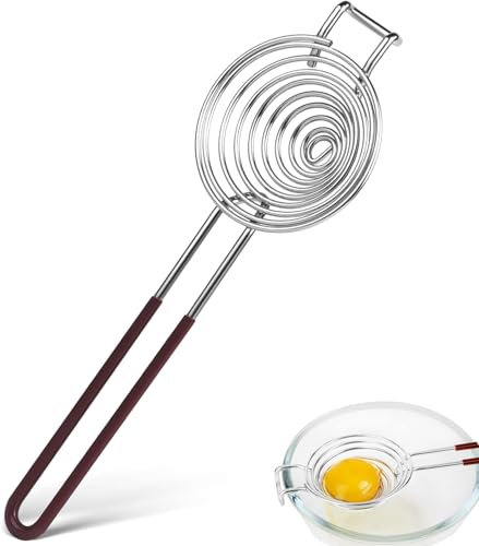 Eiertrenner Aus Edelstahl Eiweiß Trenner Mit Griffen Eidotter-Trenner Teiler Filter Einfache Aufbewahrung Für Küche Backwerkzeug Küchenzubehör Spülmaschinenfreundlich Eierschalenöffner