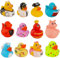 12 Stück Gummi Badeenten, Baby Bade Enten, Badeente Lustig Klein, Bunt Gummi Enten, Kinder Badewannenspielzeug, für Kinder, Babydusche, Kindergeburtstagpartys,Strand und im Pool (Niedliches Thema)