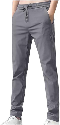 Mrat Pantalon extensible pour homme à séchage rapide - Coupe ample - Coupe ajustée - Coupe classique - Pantalon plissé infroissable - Cordon de serrage - Poches - Taille élastique - Grande taille
