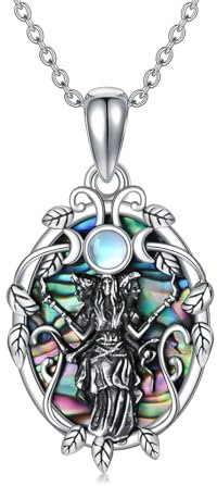 HUKKUN Hekate Halskette Sterlingsilber Hekate Kette Dreifacher Mond Göttin Abalone Muschel Hecate Schmuck Geschenke Damen