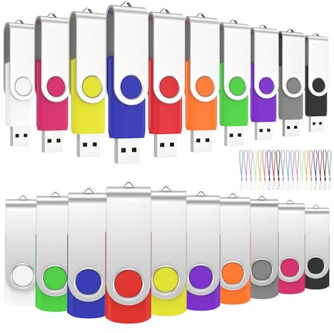 ABLAZE USB Stick 8GB 100er Pack, USB 2.0 Flash Drive Metall Speicherstick | 20 Lanyards, Swivel Design, High Speed Datenspeicher für Unternehmen, Events, Werbung, Schulungen, Büro und Mitarbeiter